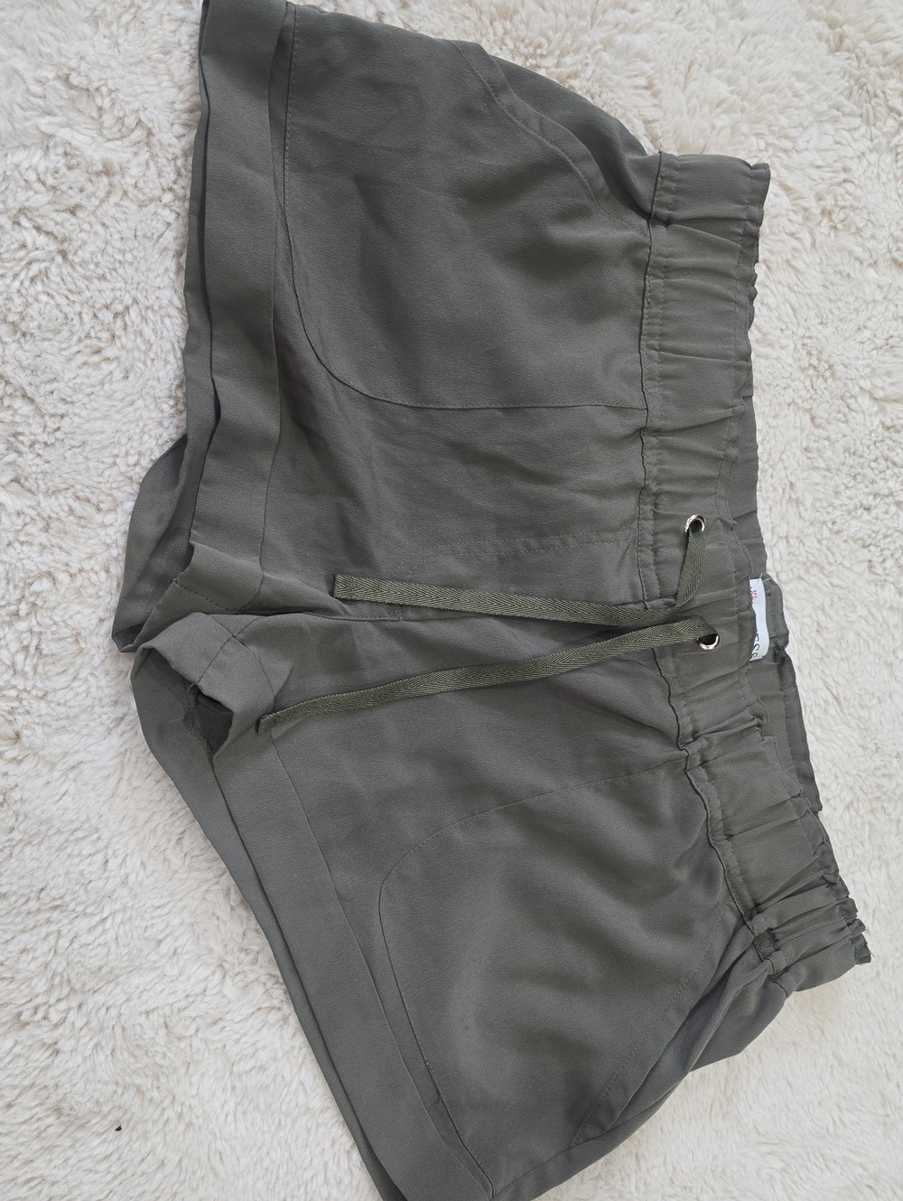 Guess Olive Green High-Waist Drawstring Athletic Shorts